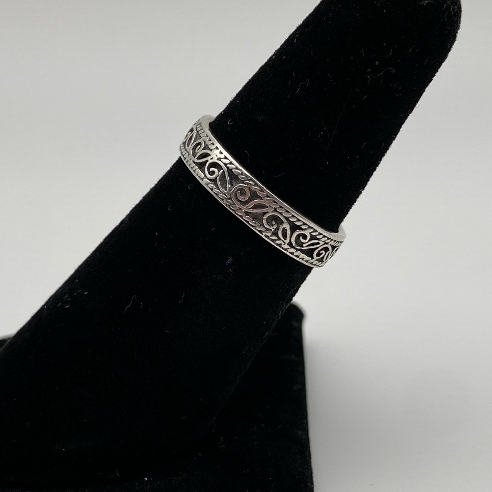 Sterling Silver 925 Leaf Vine Scroll Ring - Picture 2 of 7
